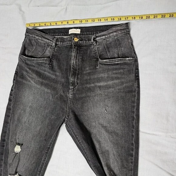 Favorite Daughter Jordie Charcoal Gray Distressed Jeans Size 34 Stretch Cotton - Picture 13 of 16